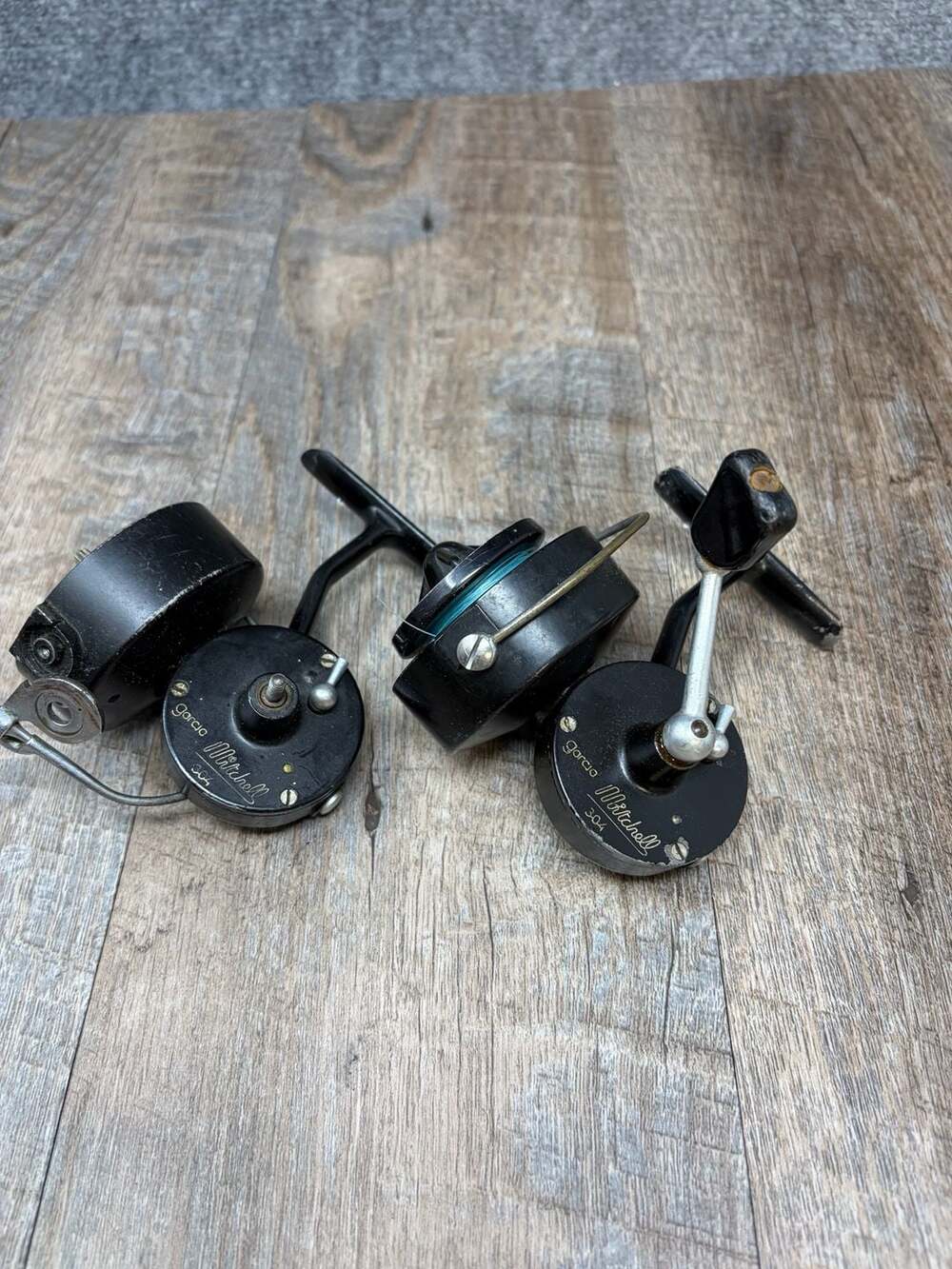 Lot of 2 Vintage Garcia Mitchell 304 Spinning Reels Made in France, parts/repair